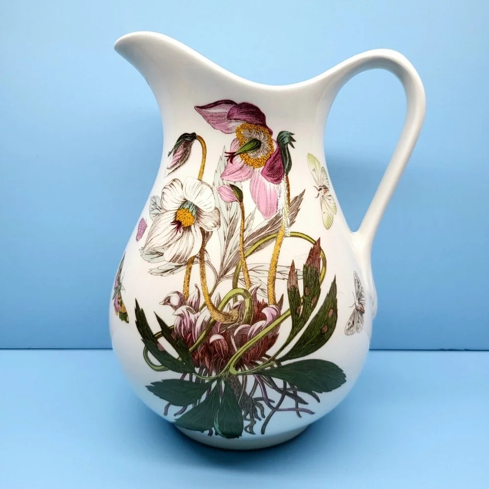 Portmeirion Botanic Christmas Rose Pitcher Vase Vintage Cottagecore‎ Floral